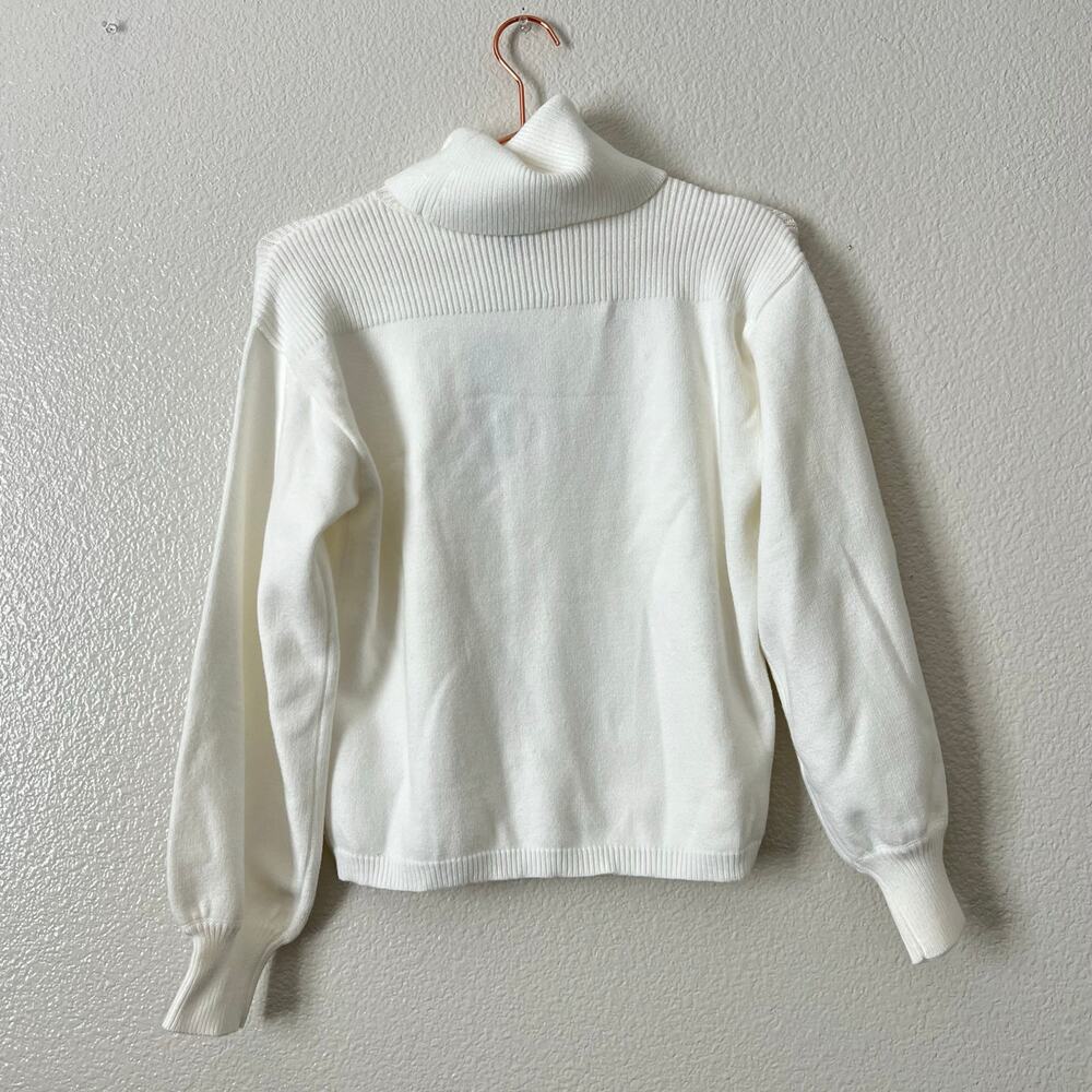 Lulus ivory cream turtleneck sweater bishop balloon sleeves - Picture 3 of 5